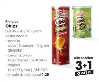 HANOS Pringles Chips 1-3 165gram aanbieding