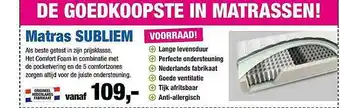 Matrasconcurrent Matras Subliem aanbieding