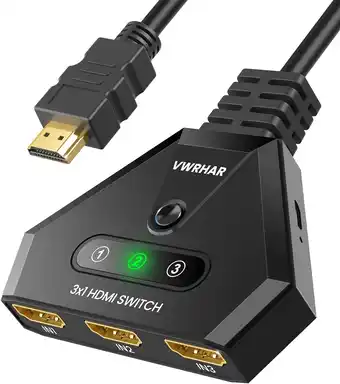 Amazon HDMI Switch 4K, 3-poorts HDMI Schakelaar Splitter met Hoge-snelheid HDMI Kabel, Ondersteunt 4K 3D 1080P UHD HDCP 2.2 voor Xbo aanbieding