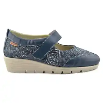 Spartoo Ballerina's Amelie Merceditas azules de piel by aanbieding