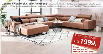 Woonsquare Longchair+2+Hoek+3 zits Richmond aanbieding