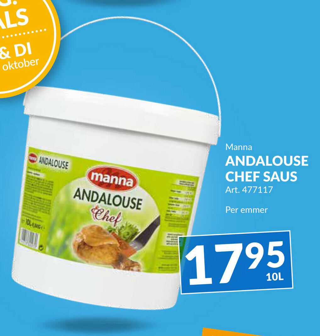 Manna Andalouse Chef saus 10L aanbieding bij Meledi