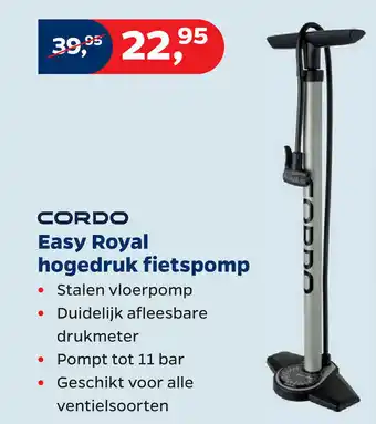 Bike Totaal Cordo Hogedruk fietspomp Easy Royal aanbieding