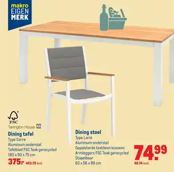 Makro Dining tafel 180x90x75cm aanbieding