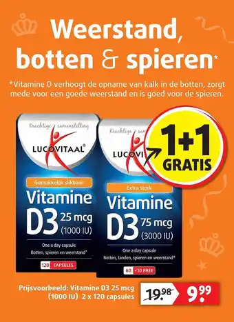 Lucovitaal Lucovitaal Vitamine D3 25 Mcg Of Lucovitaal Vitamine D3 75 Mcg 1+1 Gratis aanbieding