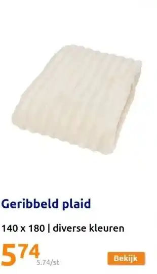 Action Geribbeld plaid aanbieding