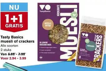 Hoogvliet Tasty Basics muesli of crackers aanbieding