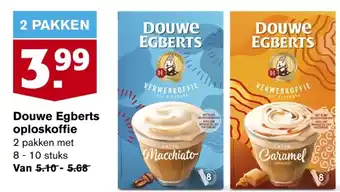 Hoogvliet Douwe Egberts oploskoffie 2 pakken met 8 - 10 stuks aanbieding