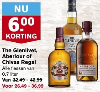 Hoogvliet The Glenlivet, Aberlour of Chivas Regal 0.7 liter aanbieding