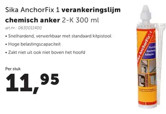 Bouwcenter Sika Anchorfix-1 Verankeringslijm chemisch anker 2-K 300ml aanbieding