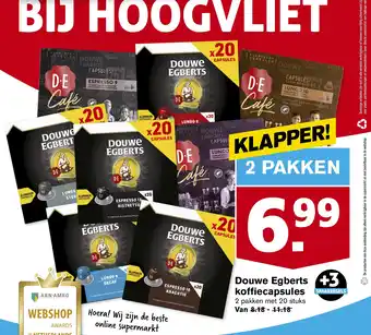 Hoogvliet Douwe Egberts koffiecapsules 2 pakken aanbieding