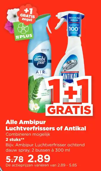 PLUS Alle Ambipur Luchtverfrissers of Antikal 300ml aanbieding