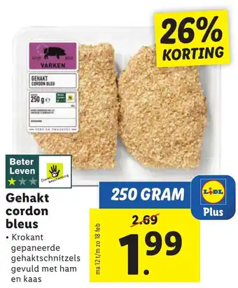 Lidl Gehakt cordon bleus 250g aanbieding