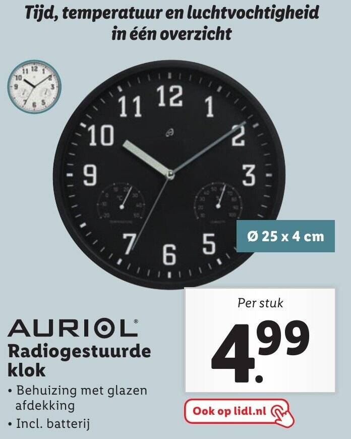 AURIOL Radiogestuurde klok aanbieding bij Lidl