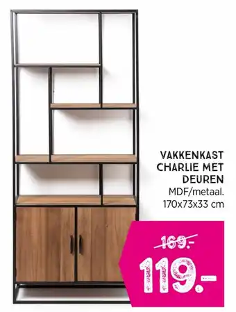 Xenos VAKKENKAST CHARLIE MET DEUREN 170x73x33 cm aanbieding