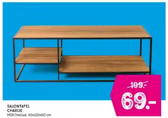 Xenos SALONTAFEL CHARLIE MDF/metaal. 40x120x60 cm aanbieding