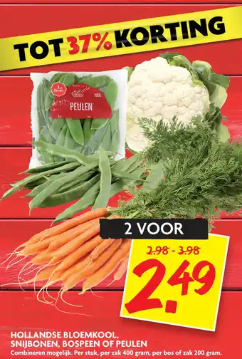 Dekamarkt Hollandse Bloemkool, Snijbonen, Bospeen Of Peulen aanbieding