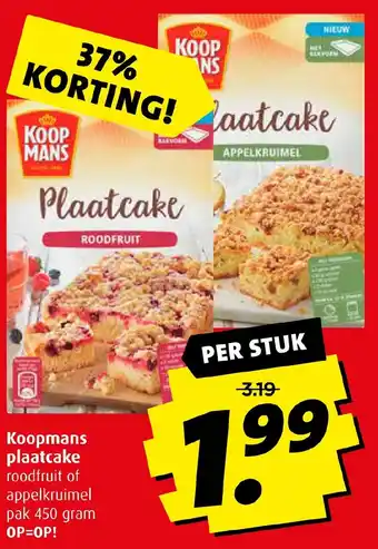 Boni Koopmans plaatcake 450 gram aanbieding