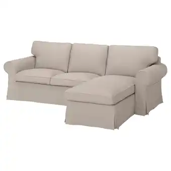 IKEA Ektorp 3-zitsbank met chaise longue, Totebo lichtbeige aanbieding