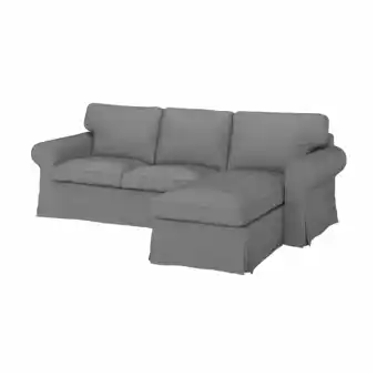 IKEA Ektorp 3-zitsbank met chaise longue, Remmarn lichtgrijs aanbieding