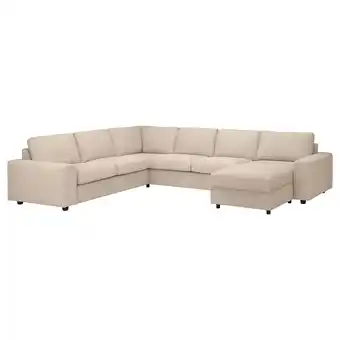 IKEA Vimle Hoekbank, 5-zits met chaise longue, met brede armleuningen/hallarp beige aanbieding