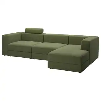 IKEA JÄttebo 4-zits mod bank met chaise longue, rechts met nekkussen/samsala donker geel-groen aanbieding