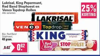 De Online Drogist Lakrisal, King Pepermunt, Red Band Stophoest en Venco Topdrop Rollen aanbieding