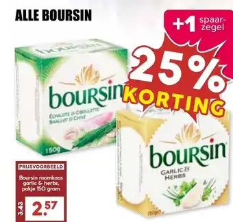 De Boerenschuur Boursin roomkaas garlic & herbs 150 gram aanbieding