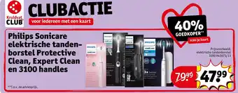 Kruidvat Philips Sonicare elektrische tandenborstel Protectiveclean, Expertclean en 3100 handles aanbieding