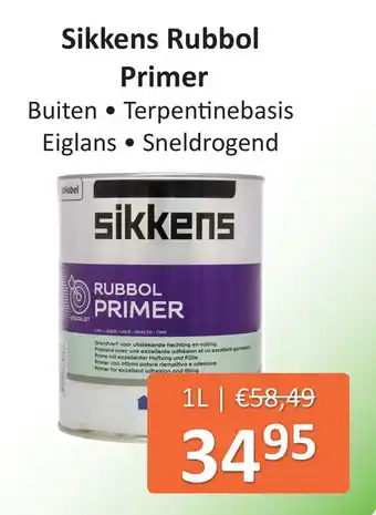 De Verfzaak Sikkens Rubbol Primer aanbieding