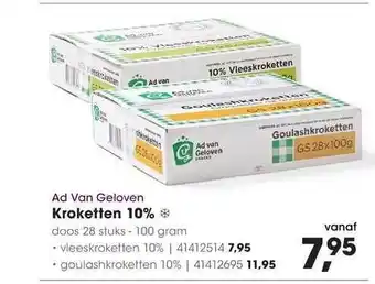 HANOS Ad Van Geloven Kroketten  28 stuks 100gram aanbieding