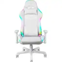 Bol.com Deltaco WCH90 - Gaming stoel met RGB-verlichting - Kunstleer - Wit aanbieding