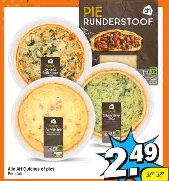 Albert Heijn Alle ah quiches of pies per stuk aanbieding