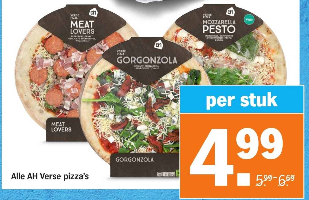 Alle verse pizza's per stuk aanbieding bij Albert Heijn