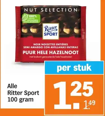 Albert Heijn Alle ritter sport 100 gram aanbieding