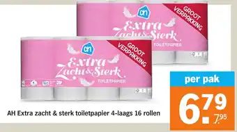 Albert Heijn Extra zacht & sterk toiletpapier 4 laags 16 rollen aanbieding