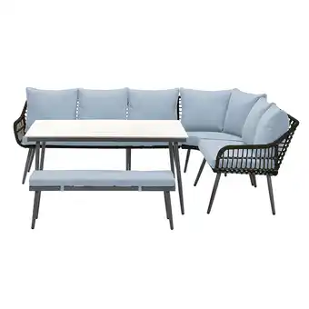 Van der Garde tuinmeubelen Impressions Margriet lounge dining set - Carbon black/Mint Grey - 6 delig aanbieding