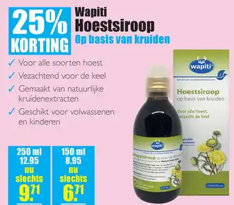 Gezond & Wel Wapiti Hoestsiroop Op basis van kruiden aanbieding