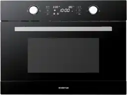 Bol.com Inventum IMC6044GK - Inbouw combi-oven - Hetelucht - Magnetron - Grill - 44 liter - 45 cm hoog - Tot 230°C - Zwart/RVS aanbieding