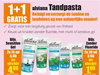 Gezond & Wel alviana Tandpasta aanbieding