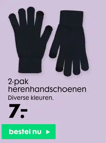 HEMA 2-pak herenhandschoenen aanbieding