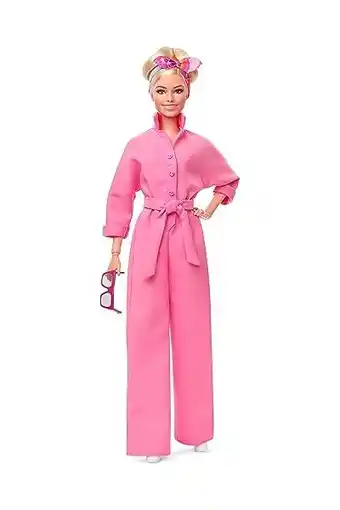 Amazon Barbie The Movie Pop, Margot Robbie als Barbie, verzamelpop in roze jumpsuit, met zonnebril en bandana, HRF29 aanbieding