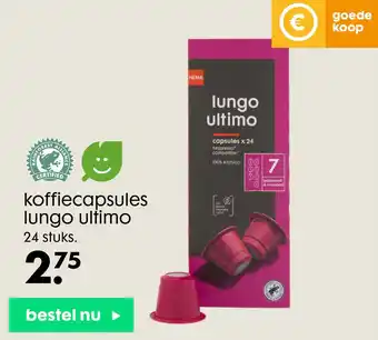 HEMA koffiecapsules lungo ultimo 24 stuks. aanbieding