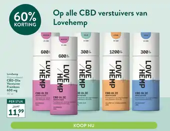 Holland & Barrett Op alle CBD verstuivers van Lovehemp aanbieding