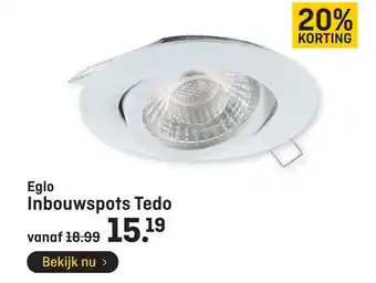 Hubo Eglo Inbouwspots Tedo aanbieding