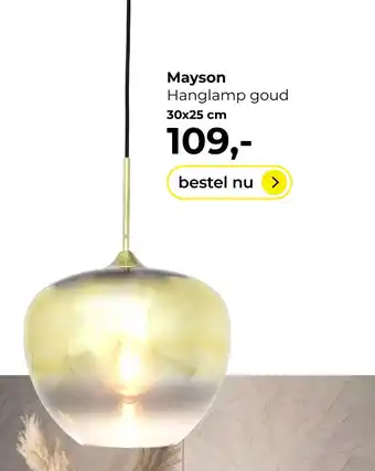 Lampidee Mayson - Hanglamp 1 lichts 30x25 cm goud aanbieding