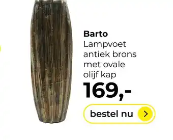 Lampidee Barto - Lampvoet 1 lichts 16,5x55 cm antiek brons aanbieding