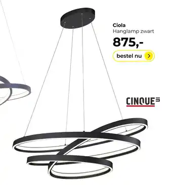 Lampidee Ciola - Hanglamp CINQUE LED zwart DTW 11000lm aanbieding