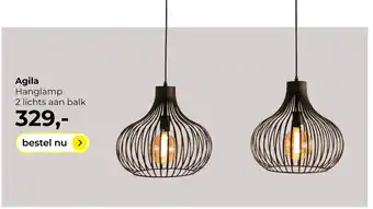 Lampidee Agila - hanglamp op balk 100cm met 2x d:38cm zwart aanbieding