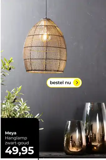 Lampidee Meya - Hanglamp 30x37 cm zwart-goud aanbieding